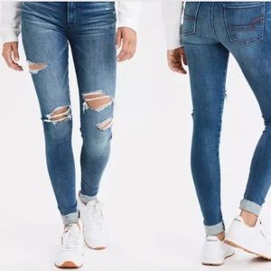 American Eagle Outfitters Distressed Super Hi Rise Jeggings